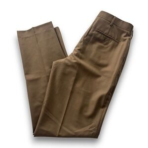 Lands End Mens 34 Traditional Fit Brown 100% Wool Dress Pants Trousers 065621